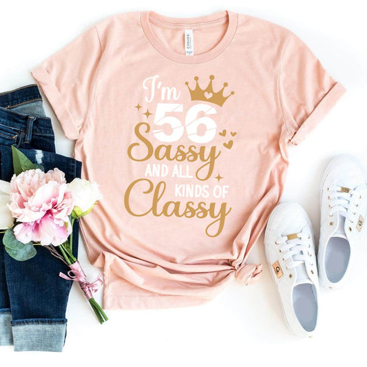 56th Birthday Shirt - Bold and Sassy Birthday T-shirt for Women - Bliss Birthday Shirts - Heather Peach - S