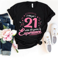 56th Birthday Shirt - I'm 21 with 35 Years of Experience Premium T Shirt - Bliss Birthday Shirts - Black - S