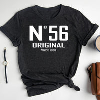 56th Birthday T-Shirt - No. 56 Design Original - Bliss Birthday Shirts - Dark Grey Heather - S