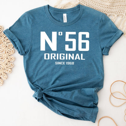 56th Birthday T-Shirt - No. 56 Design Original - Bliss Birthday Shirts - Heather Deep Teal - S