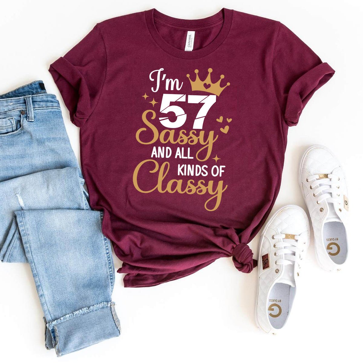 57th Birthday Shirt - Chic Sassy Birthday Tee for Women - Bliss Birthday Shirts - Maroon - S