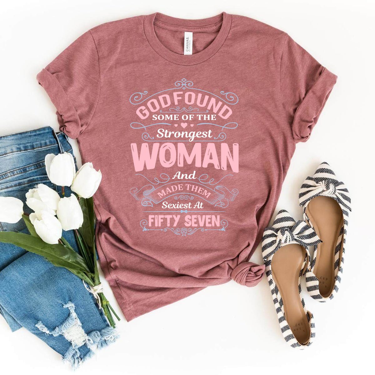 57th Birthday Shirt for Confident Women - Bliss Birthday Shirts - Heather Mauve - S