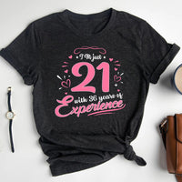 57th Birthday Shirt - I'm 21 with 36 Years of Experience Premium T Shirt - Bliss Birthday Shirts - Heather Dark Grey - S