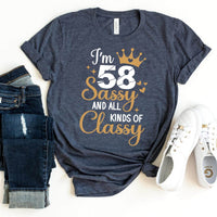 58th Birthday Shirt - Fun Sassy Birthday T-shirt for Women - Bliss Birthday Shirts - Heather Navy - S