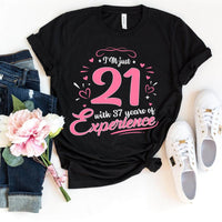 58th Birthday Shirt - I'm 21 with 37 Years of Experience Premium T Shirt - Bliss Birthday Shirts - Black - S