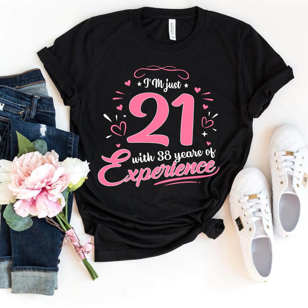 59th Birthday Shirt - I'm 21 with 38 Years of Experience Premium T Shirt - Bliss Birthday Shirts - Black - S