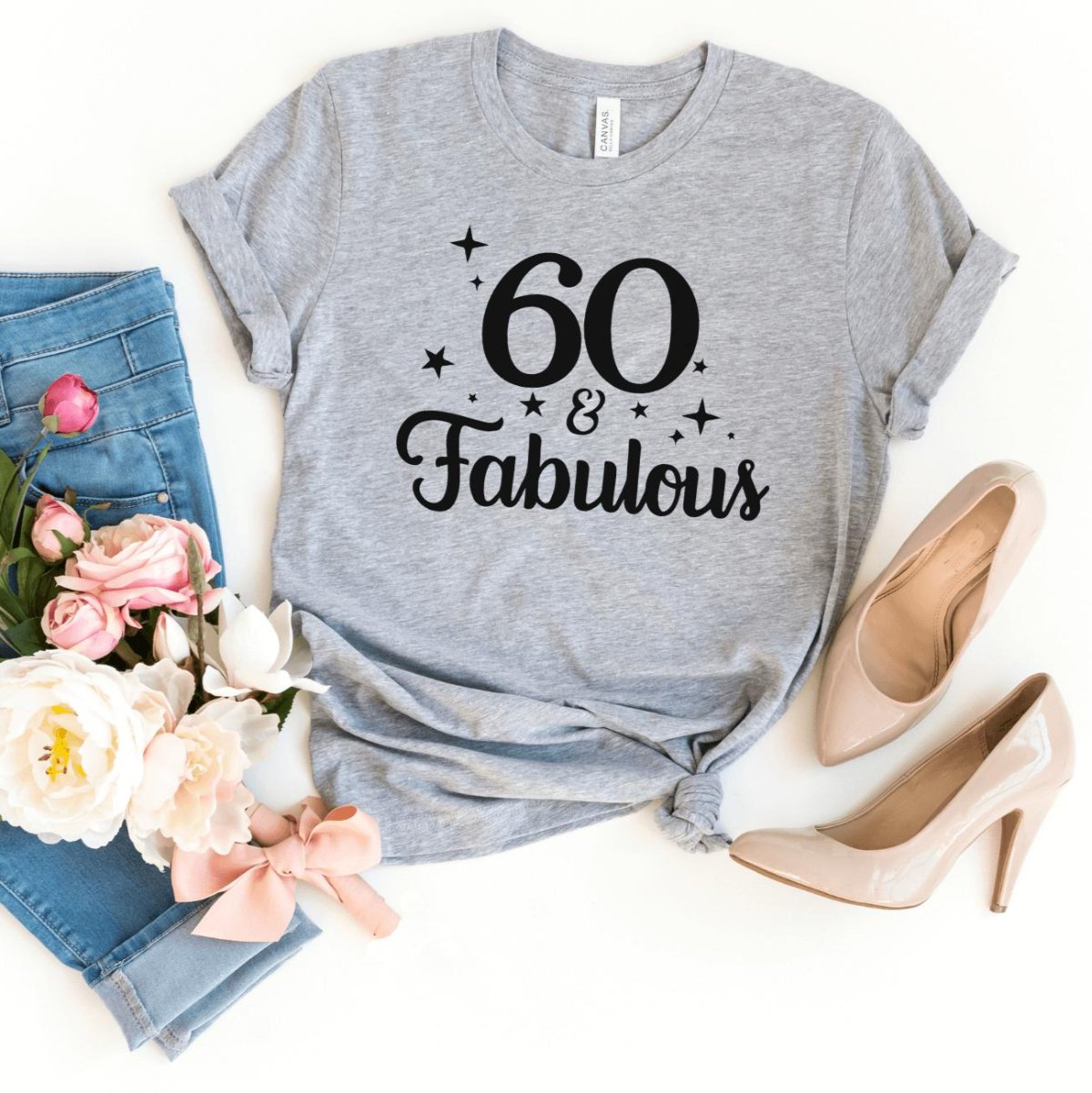 60 & Fabulous Birthday Shirt - Custom 60th Birthday T - Shirt - Bliss Birthday Shirts - S - Athletic Heather