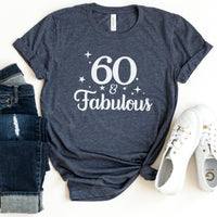 60 & Fabulous Birthday Shirt - Custom 60th Birthday T - Shirt - Bliss Birthday Shirts - S - Heather Navy