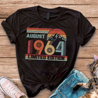 60th - August Birthday Custom Retro Shirt - Bliss Birthday Shirts - S - Black