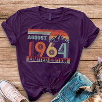 60th - August Birthday Custom Retro Shirt - Bliss Birthday Shirts - S - Purple