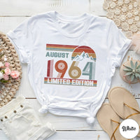 60th - August Birthday Custom Retro Shirt - Bliss Birthday Shirts - S - White