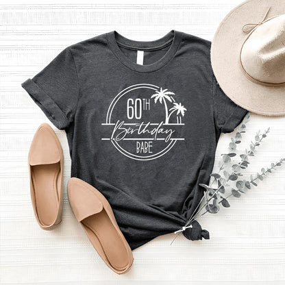 60th Birthday Babe Premium T-Shirt - Fabulous at 60 - Bliss Birthday Shirts - Heather Dark Grey - S