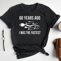 60th Shirt – Fastest 60 Years Ago, Still Going Strong - Bliss Birthday Shirts - Heather Dark Grey - S