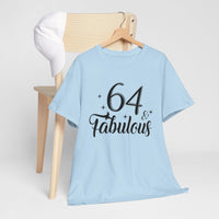 64 & Fabulous Custom Birthday T - Shirt - Bliss Birthday Shirts - Sport Grey - S