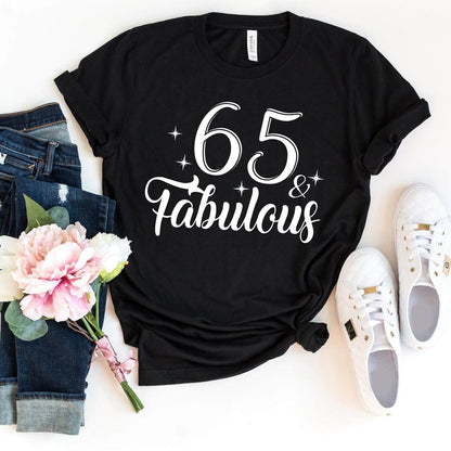 65 & Fabulous Birthday Shirt - Custom 65th Birthday T-Shirt - Bliss Birthday Shirts - Black - S