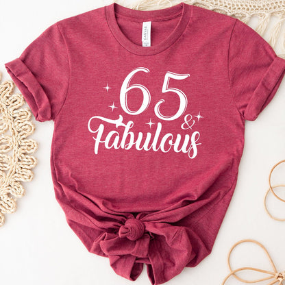 65 & Fabulous Birthday Shirt - Custom 65th Birthday T-Shirt - Bliss Birthday Shirts - Heather Rasp Berry - S