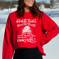 A Fire in My Soul - April Girl Birthday Sweatshirt & Hoodie - Bliss Birthday Shirts - Small - Red