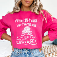 A Fire in My Soul - February Girl Birthday Sweatshirt & Hoodie - Bliss Birthday Shirts - Small - Pink