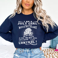 A Fire in My Soul - July Girl Birthday Sweatshirt & Hoodie - Bliss Birthday Shirts - Small - Navy