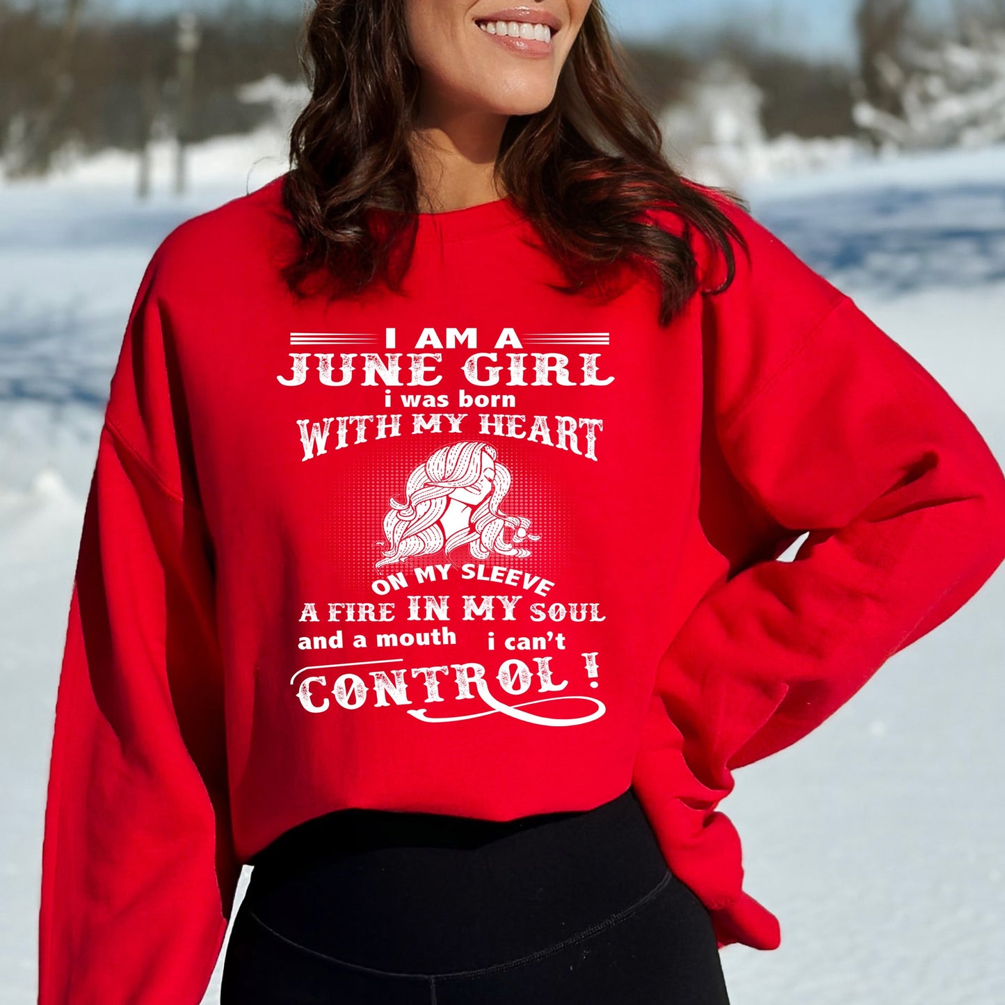 A Fire in My Soul - June Girl Birthday Sweatshirt & Hoodie - Bliss Birthday Shirts - Small - Red