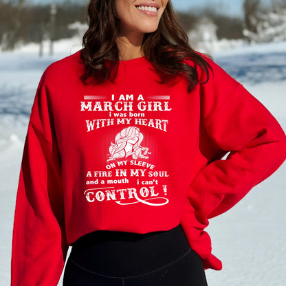 A Fire in My Soul - March Girl Birthday Sweatshirt & Hoodie - Bliss Birthday Shirts - Small - Red