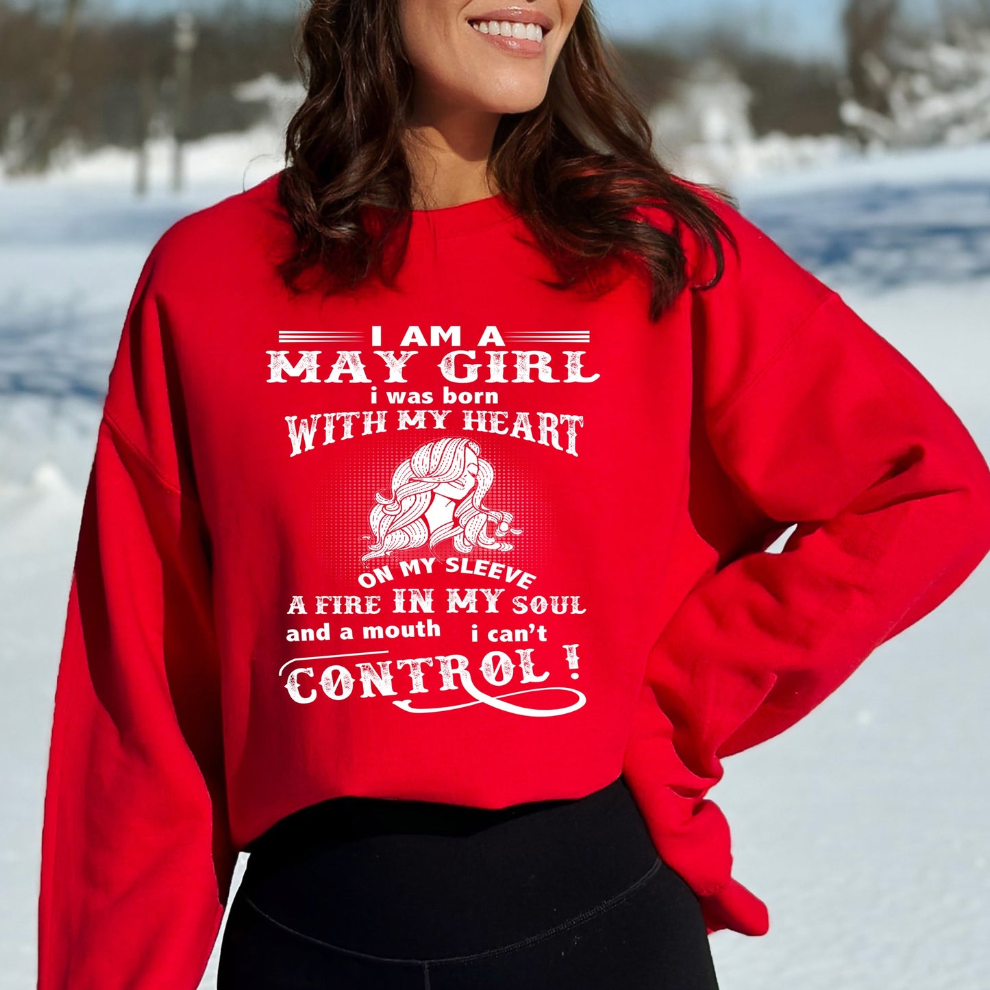 A Fire in My Soul - May Girl Birthday Sweatshirt & Hoodie - Bliss Birthday Shirts - Small - Red