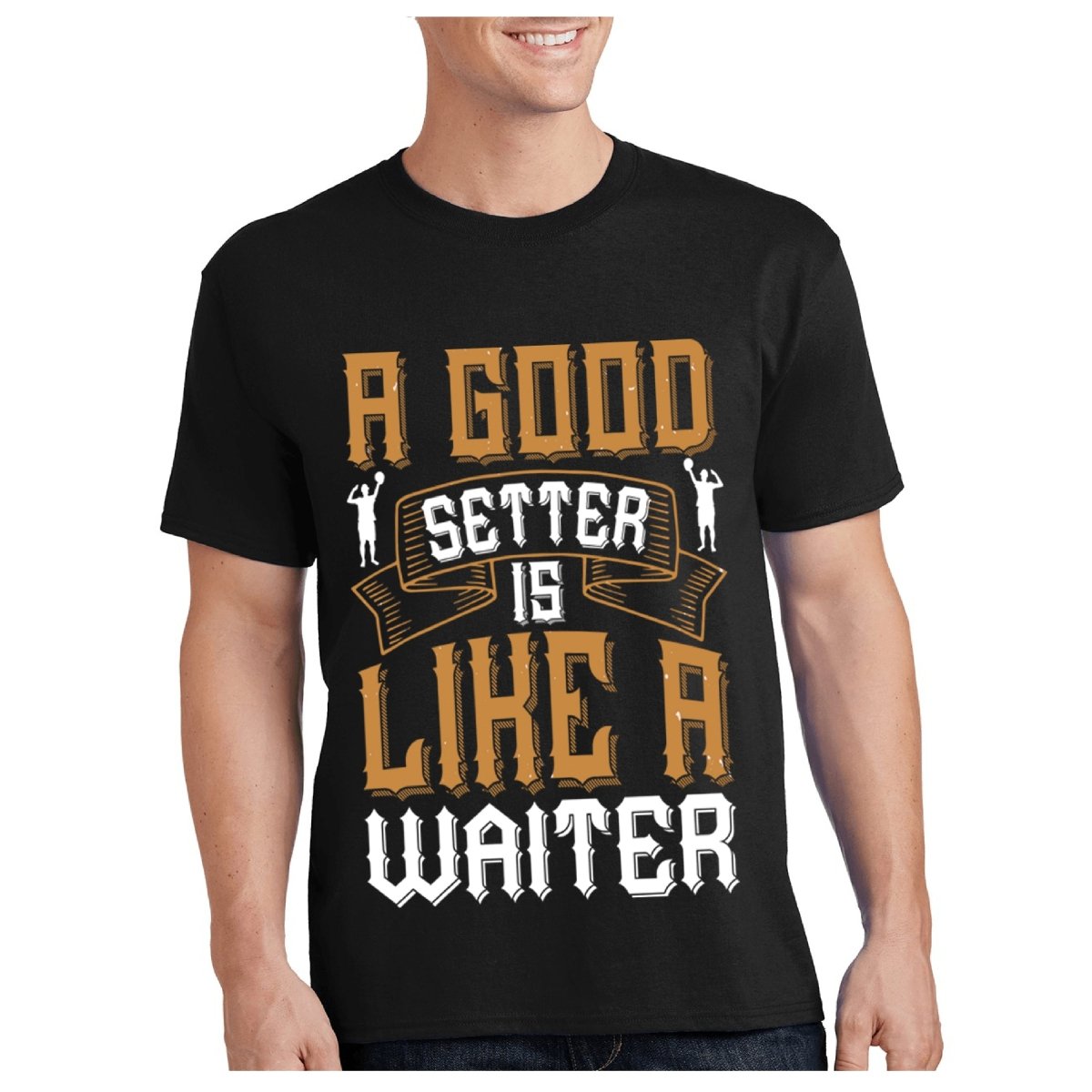 A Good Setter is Like a Waiter Volleyball Birthday Shirt - Bliss Birthday Shirts - Small - Black