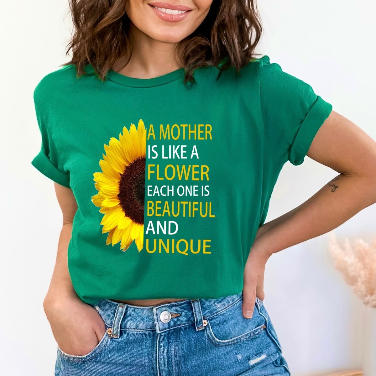 A Mother is Like a Flower - Birthday Shirt - Bliss Birthday Shirts - Small - Kelly