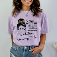 A Real Woman - Birthday Shirt - Bliss Birthday Shirts - Small - Lilac