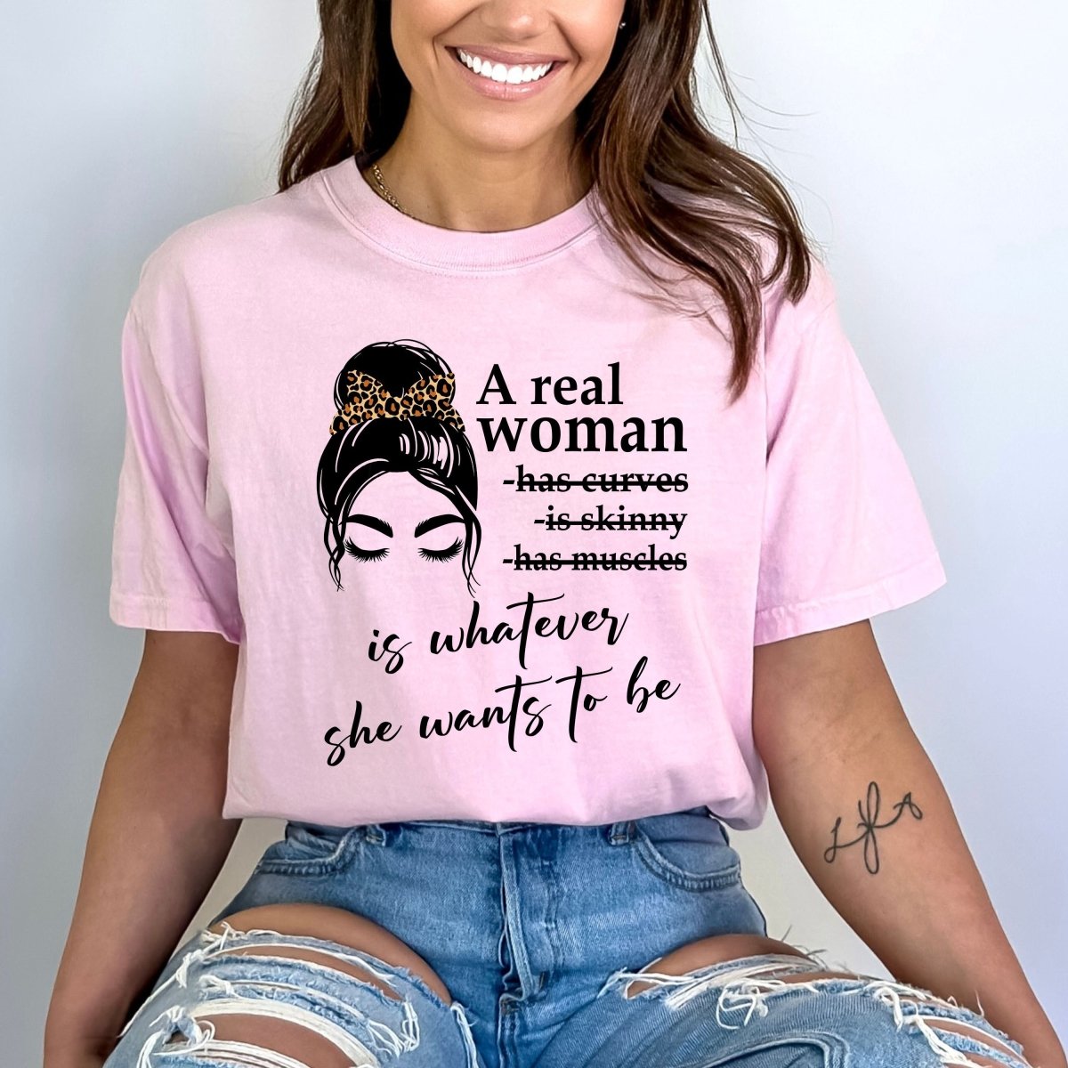 A Real Woman - Birthday Shirt - Bliss Birthday Shirts - Small - Pink