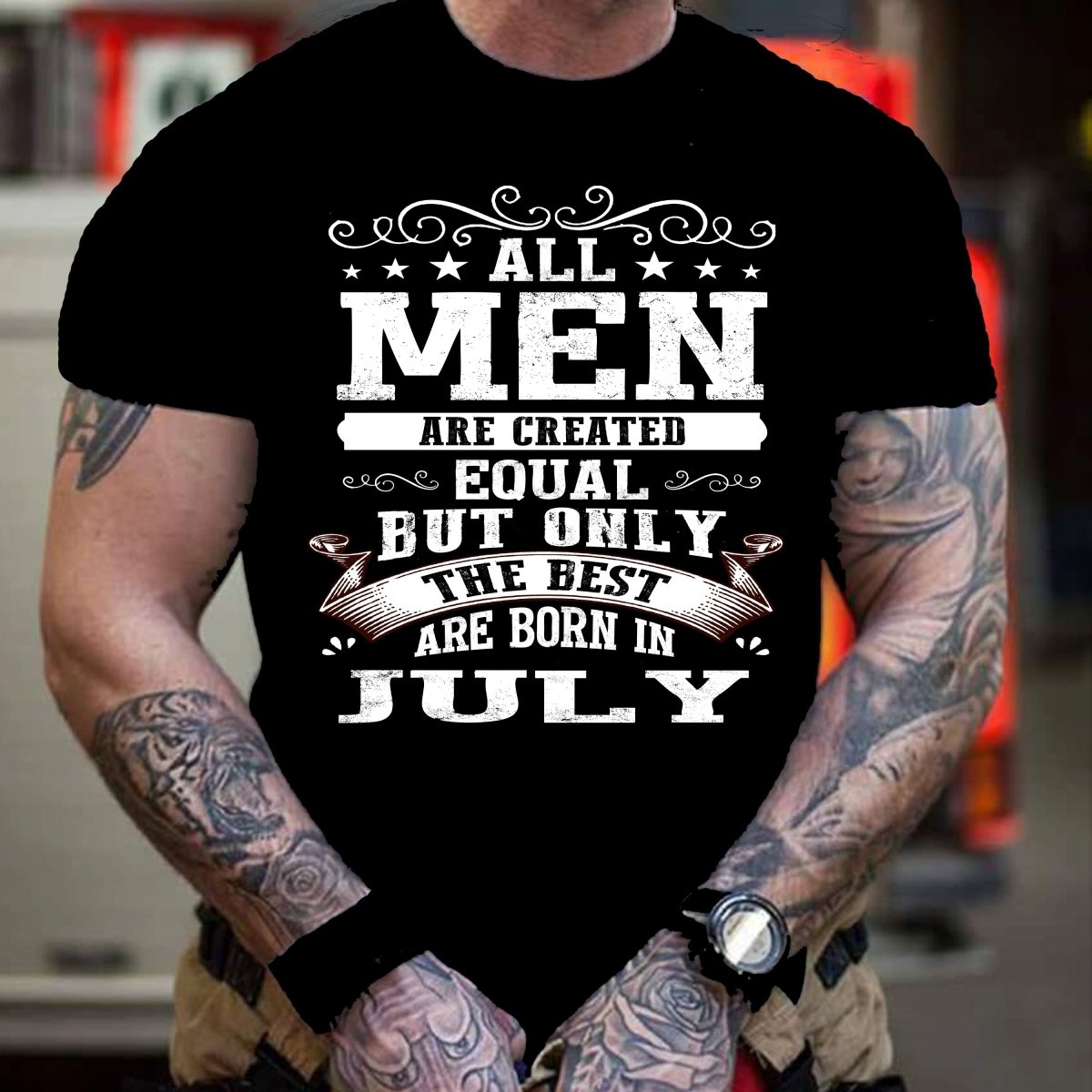 All Men Are Created Equal But Only the Best Are Born in July Birthday Shirt - Bliss Birthday Shirts - Small - Black