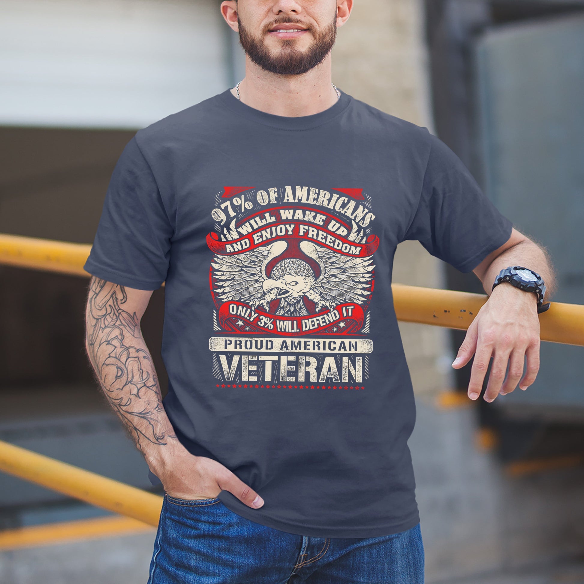 "AMERICANS" - Veteran Birthday Shirt - Bliss Birthday Shirts - Small - Navy