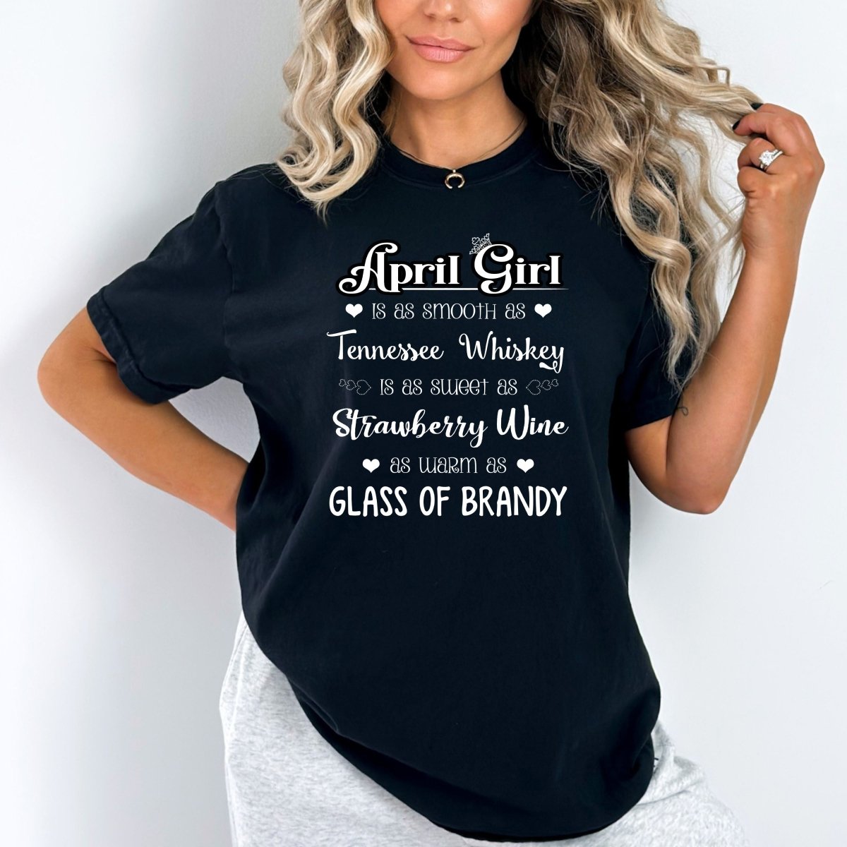 April Girl - Smooth as Whiskey Warm as Brandy Birthday Shirt - Bliss Birthday Shirts - Small - Black