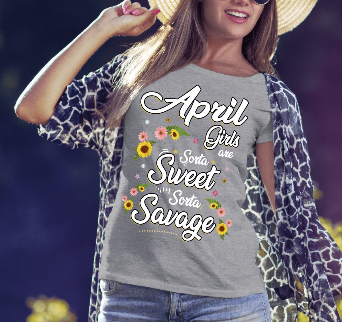 April Girls - Sorta Sweet Sorta Savage Birthday Shirt - Bliss Birthday Shirts - Small - Grey