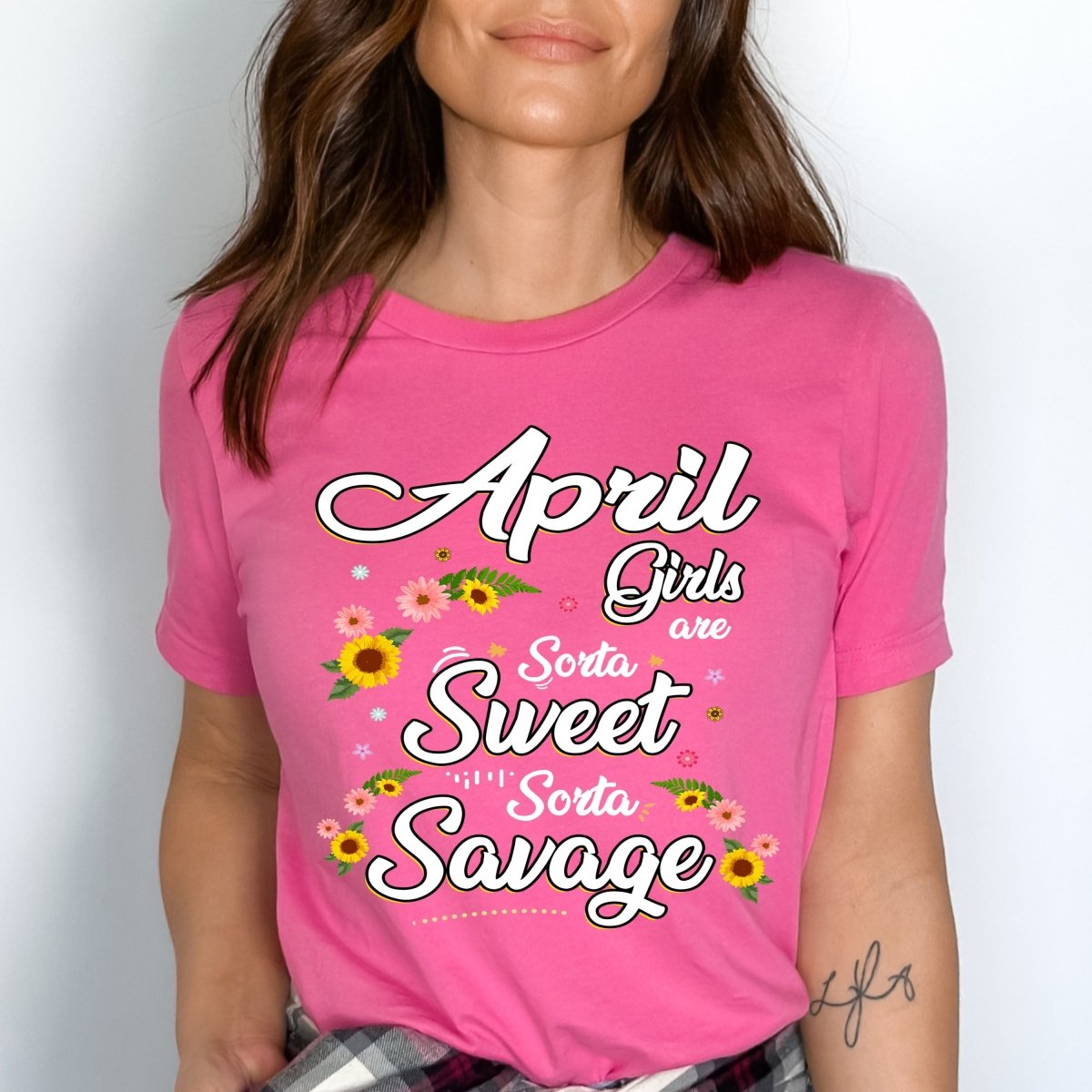 April Girls - Sorta Sweet Sorta Savage Birthday Shirt - Bliss Birthday Shirts - Small - Pink