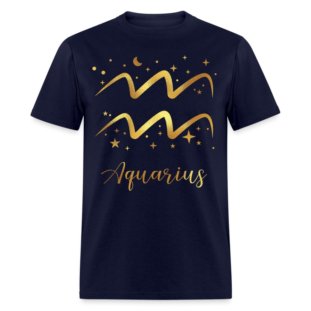 Aquarius Unisex Birthday Shirt - Custom Zodiac T - Shirt - Bliss Birthday Shirts - Navy - S