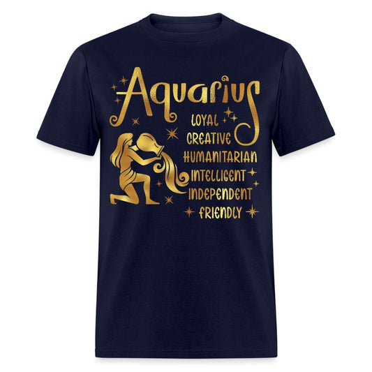 Aquarius Zodiac Unisex Shirt - Custom Birthday T - Shirt - Bliss Birthday Shirts - Navy - S