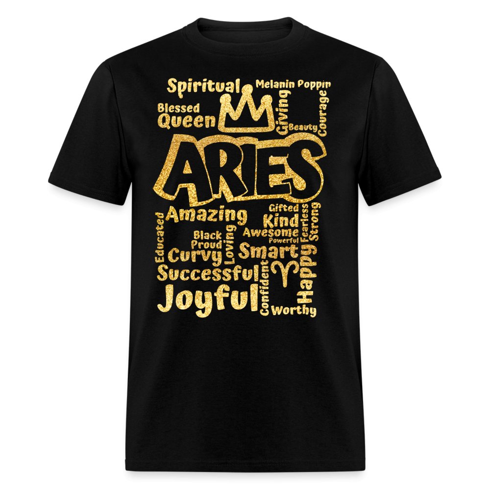 Aries Queen Unisex Birthday Shirt - Custom T - Shirt - Bliss Birthday Shirts - Black - S