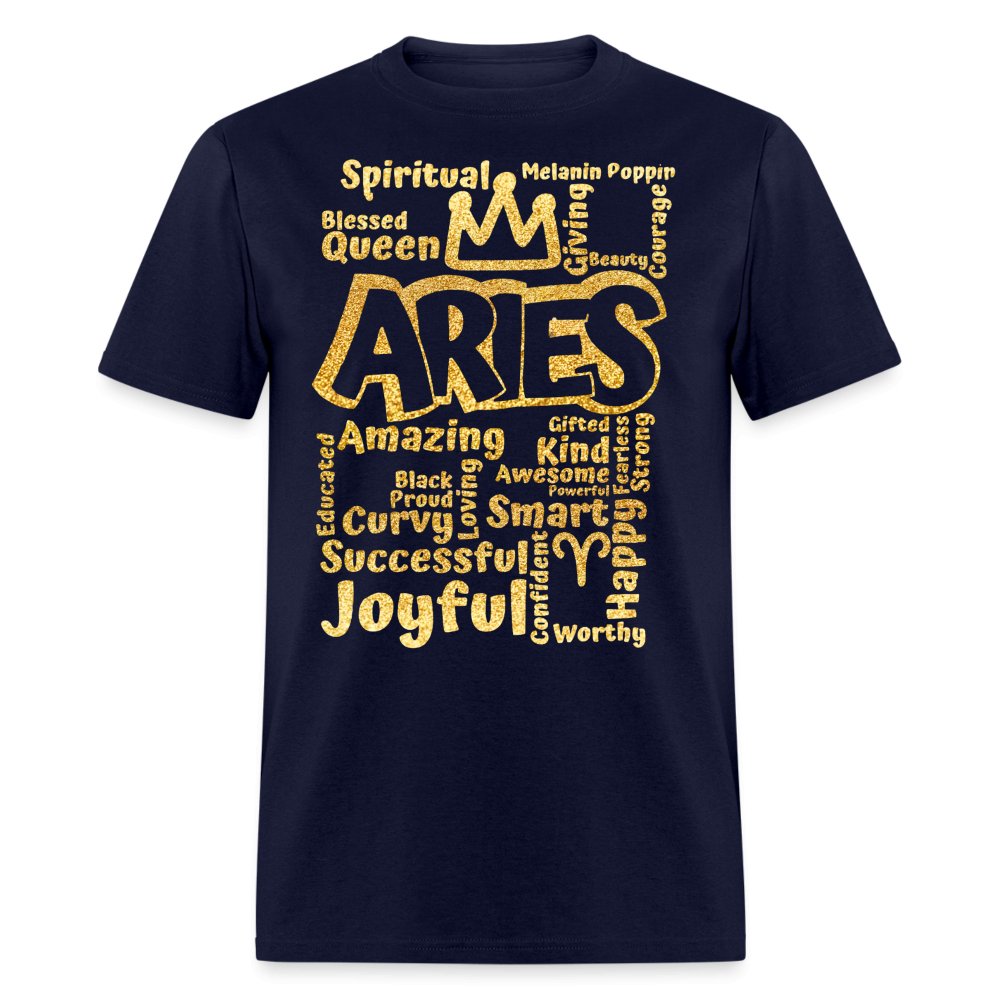 Aries Queen Unisex Birthday Shirt - Custom T - Shirt - Bliss Birthday Shirts - Navy - S