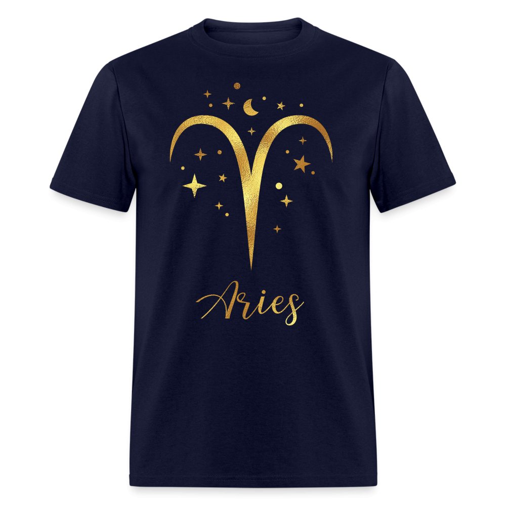 Aries Zodiac Unisex Shirt - Custom T - Shirt - Bliss Birthday Shirts - Navy - S