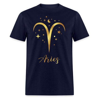 Aries Zodiac Unisex Shirt - Custom T - Shirt - Bliss Birthday Shirts - Navy - S