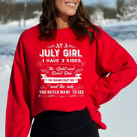 As a July Girl I Have 3 Sides - Birthday Sweatshirt & Hoodie - Bliss Birthday Shirts - Small - Red