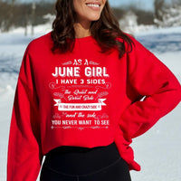 As a June Girl I Have 3 Sides - Birthday Sweatshirt & Hoodie - Bliss Birthday Shirts - Small - Red