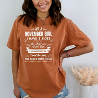 As a November Girl I Have 3 Sides - Birthday Shirt - Bliss Birthday Shirts - Small - Autumn