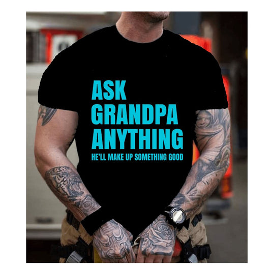 Ask Grandpa Anything - Men's Birthday Shirt - Bliss Birthday Shirts - Small - Black