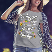 August Girls - Sorta Sweet Sorta Savage Birthday Shirt - Bliss Birthday Shirts - Small - Grey