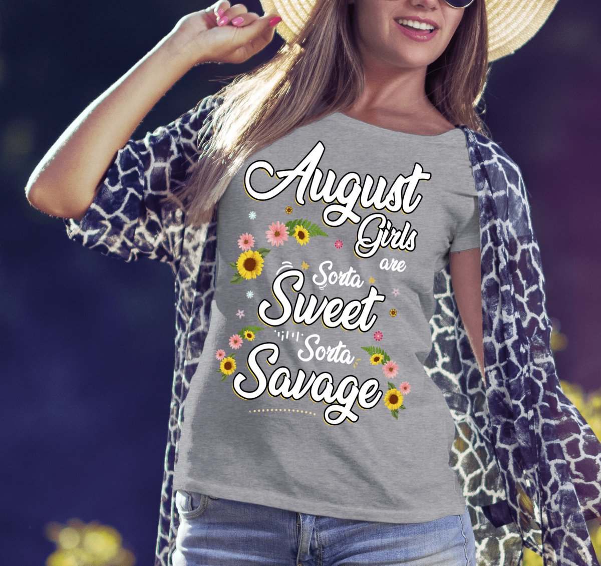 August Girls - Sorta Sweet Sorta Savage Birthday Shirt - Bliss Birthday Shirts - Small - Grey