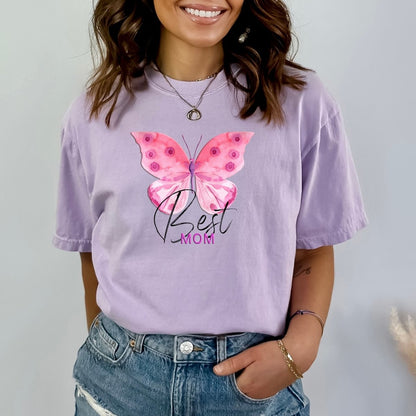 Best Mom (Butterfly) - Birthday Shirt - Bliss Birthday Shirts - Small - Lilac