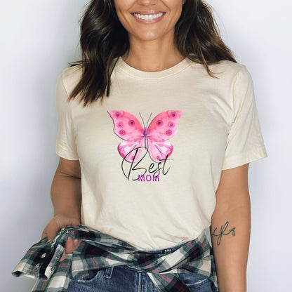 Best Mom (Butterfly) - Birthday Shirt - Bliss Birthday Shirts - Small - Natural