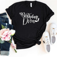 Birthday Diva Shirt - Custom Birthday T - Shirt - Bliss Birthday Shirts - S - Black